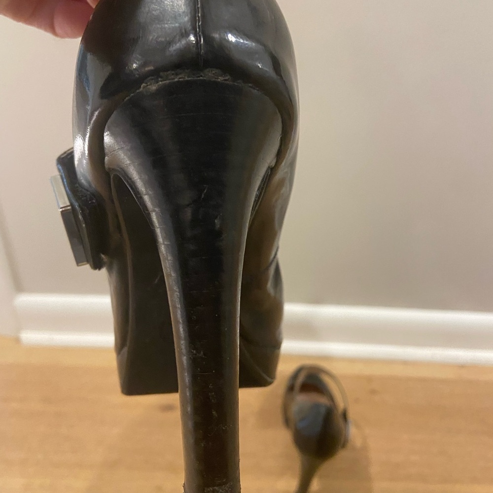 Michael Kors Black Patent Heels with Strap - Picture 7 of 8
